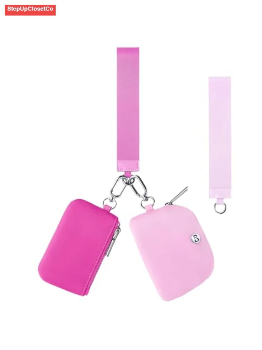 Women's Wristlet Wallet with Keychain, Nylon Dual Pouch Clutch, Detachable Coin